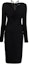 Buy (W) Vestido Midi Slim Fit de Manga Larga con Cremallera y Pliegues Negro FW22 Versace Mujer 1006338-1A00523-1B000