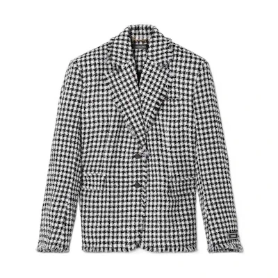 (Women) VERSACE FW22 Fringe Tweed Blazer Women’s Black White 1007497-1A05334-2W020