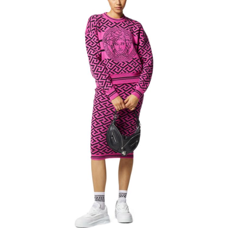 (Women) VERSACE FW22 Medusa Jacquard Crewneck Pullover Sweater Women’s Pink 1003590-1A02469-2PG20 圖 3