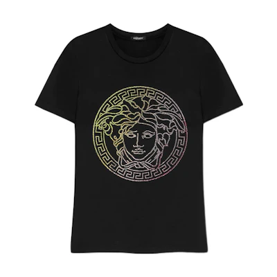 (Women) VERSACE FW22 Medusa Print Crewneck T-Shirt Black 1009200-1A04550-1B000