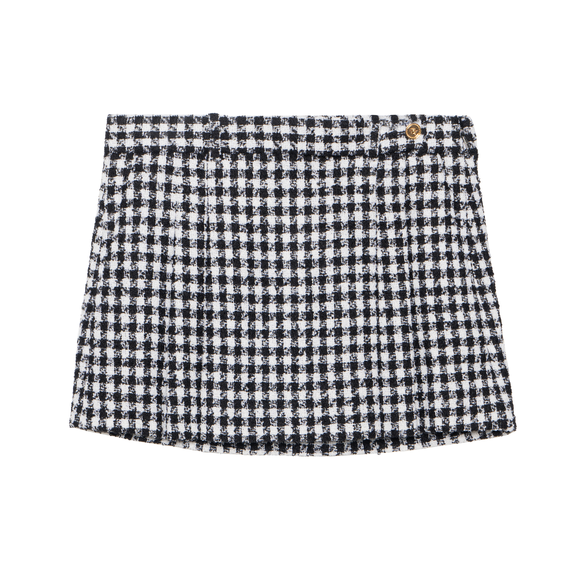 (Women) VERSACE FW22 Plaid Button High-Waist Mini Skirt  Black White. 1007398-1A05334-2W020