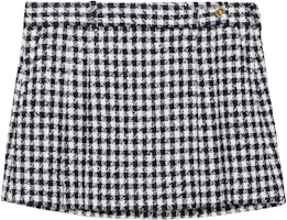 (Women) VERSACE FW22 Plaid Button High-Waist Mini Skirt Black White. 1007398-1A05334-2W020 (Women) VERSACE FW22 Plaid Button High-Waist Mini Skirt Black White. 1007398-1A05334-2W020