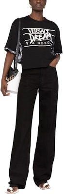 (Women) VERSACE FW22 Silver Baroque Print Black Short Sleeve Tee. 1005880-1A04345-2B020 Lookbook (Women) VERSACE FW22 Silver Baroque Print Black Short Sleeve Tee. 1005880-1A04345-2B020