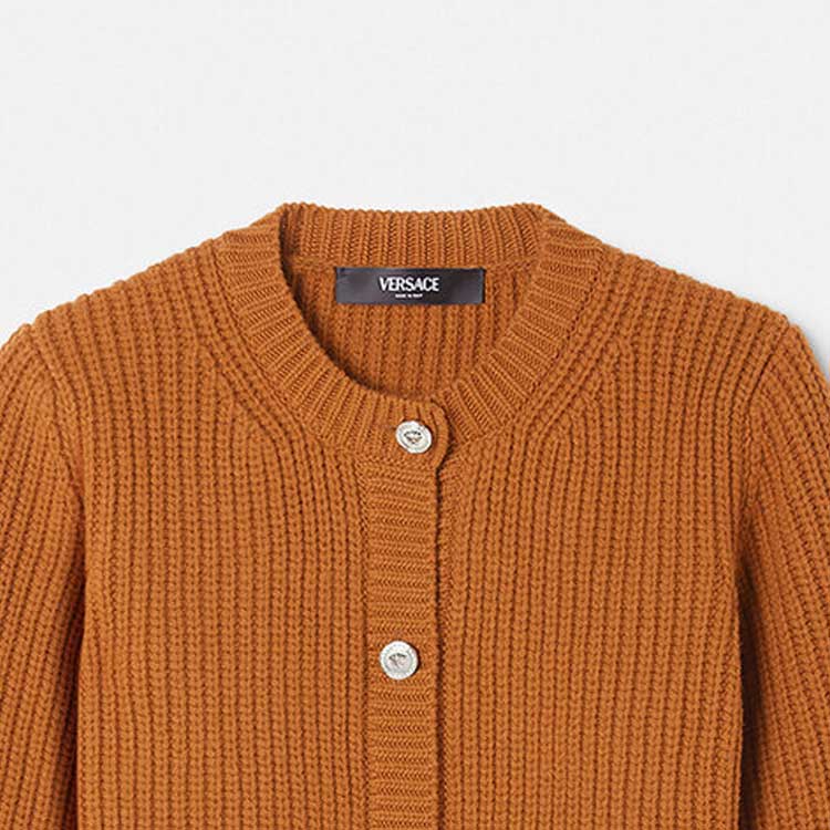 (Women) Versace FW23  Orange Cable Knit Wool Buttoned Sweater. 1012121-1A08746-1NA60 圖 4