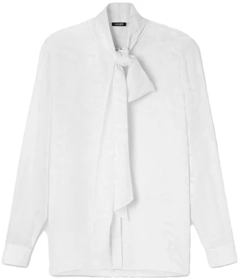 (W) ヴェルサーチ FW23 ホワイトジャガード 長袖シャツ リボンカラー付き 1014489-1A10059-1W000 Order (W) ヴェルサーチ FW23 ホワイトジャガード 長袖シャツ リボンカラー付き 1014489-1A10059-1W000