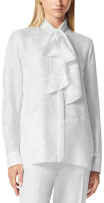 (W) ヴェルサーチ FW23 ホワイトジャガード 長袖シャツ リボンカラー付き 1014489-1A10059-1W000 Lookbook (W) ヴェルサーチ FW23 ホワイトジャガード 長袖シャツ リボンカラー付き 1014489-1A10059-1W000