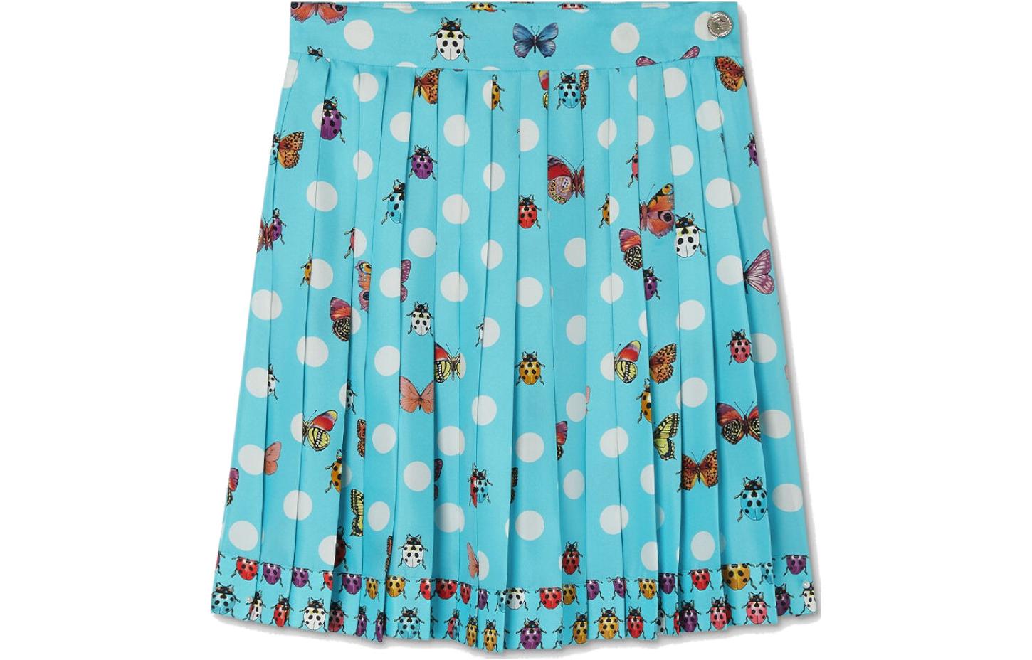 (Women) VERSACE FW23 Polka Dot Butterfly Print High-Waist Skirt Women’s Blue 1011263-1A08285-5U010