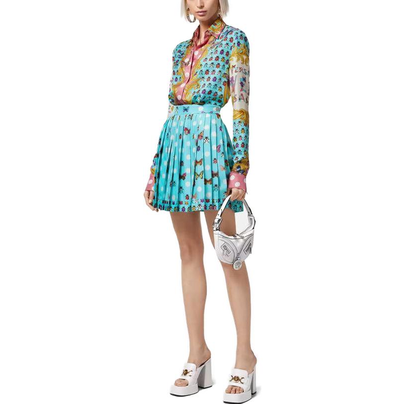 Lookbook (W) VERSACE 2023秋冬波點蝴蝶印花高腰裙 女款藍色 1011263-1A08285-5U010