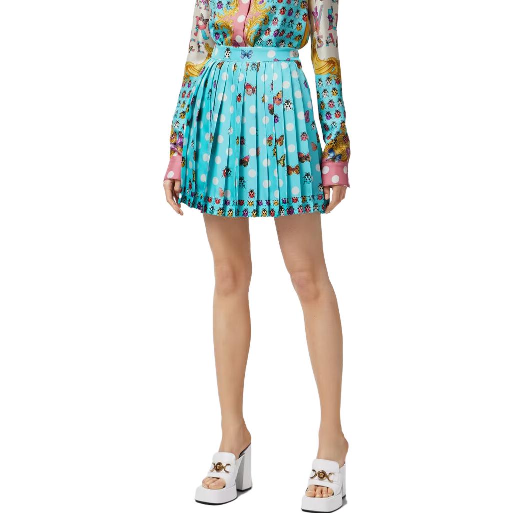 Shop (W) VERSACE 2023秋冬波點蝴蝶印花高腰裙 女款藍色 1011263-1A08285-5U010