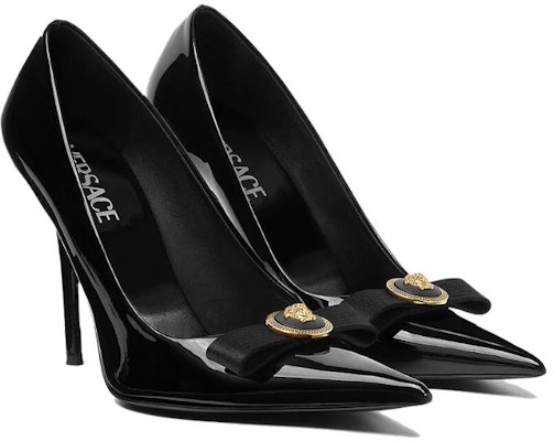 (Women) Versace Gianni Ribbon 12cm 'Black Gold Stiletto' 1012494-1A08983_1B00V Order (Women) Versace Gianni Ribbon 12cm 'Black Gold Stiletto' 1012494-1A08983_1B00V