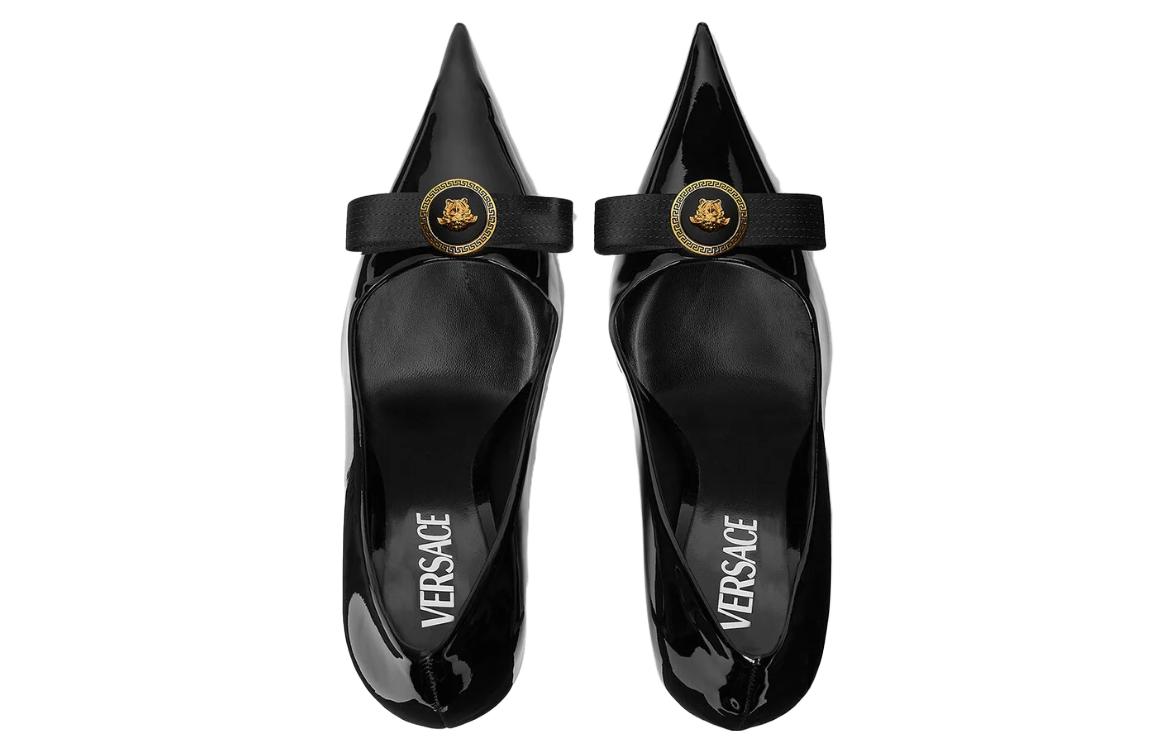 Lookbook (W) Versace Gianni Ribbon Tacón de Aguja 12cm 'Negro Oro' 1012494-1A08983_1B00V