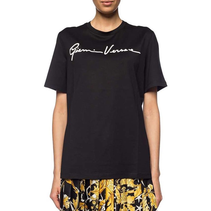 (Women) VERSACE Gianni Signature Embroidery T-Shirt Black A85757-A228806-A2024 圖 4