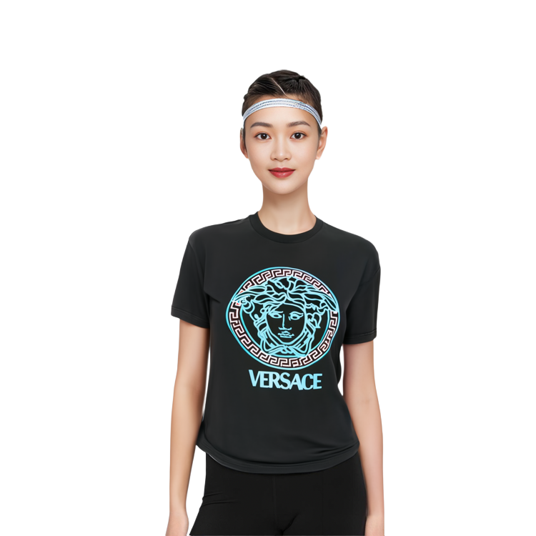 (Women) Versace Graphic Print Crew Neck Straight Cut  T-Shirt - Black 1010848-1A08262-6BD60 圖 3