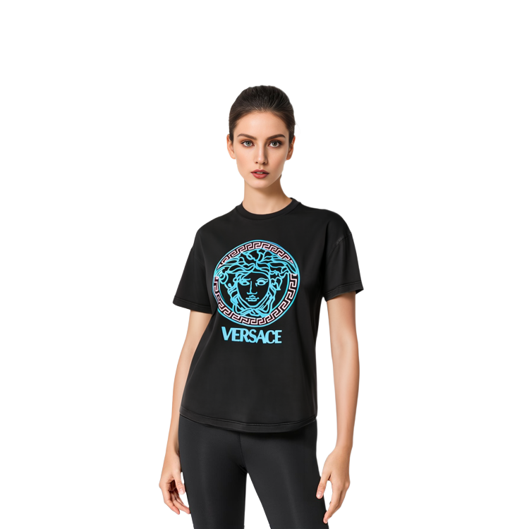(Women) Versace Graphic Print Crew Neck Straight Cut  T-Shirt - Black 1010848-1A08262-6BD60 圖 4
