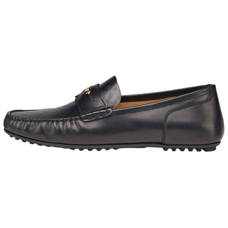 (W) Versace Greca Argyle Leather Loafers 'Black'