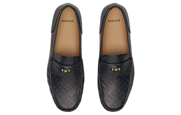 (W) Versace Greca Argyle Leather Loafers 'Black' 圖 4
