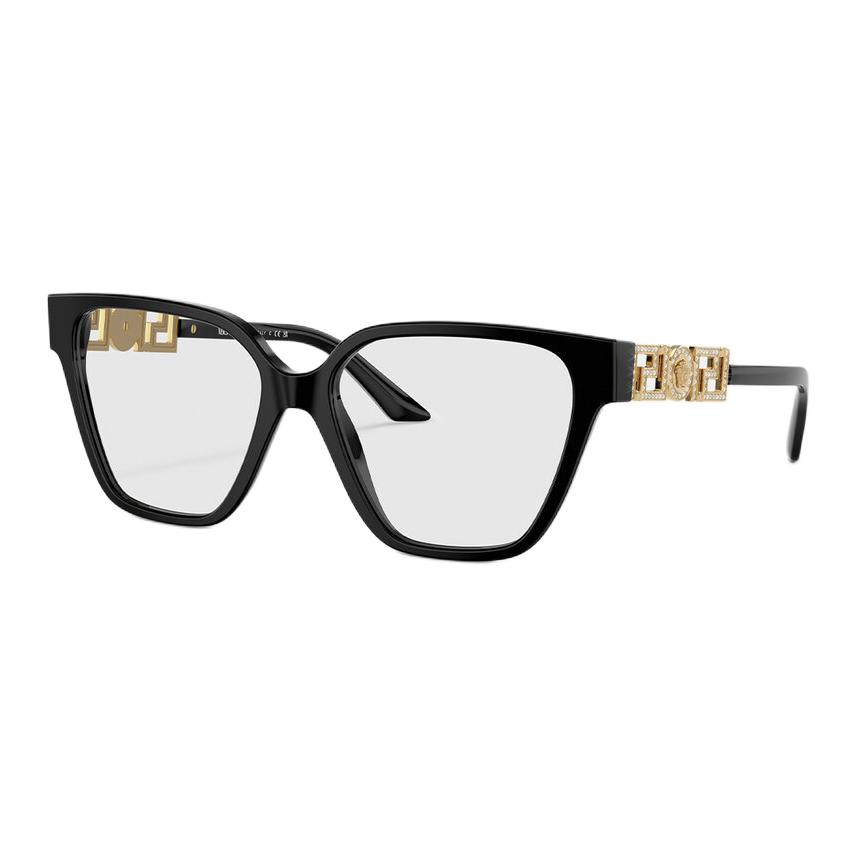 (Women) VERSACE GRECA STRASS Black Irregular Optical Glasses Women Acetate Metal Crystals O3358B-OGB154