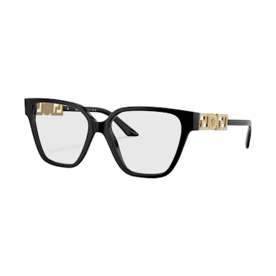 (Women) VERSACE GRECA STRASS Black Irregular Optical Glasses Women Acetate Metal Crystals O3358B-OGB154
