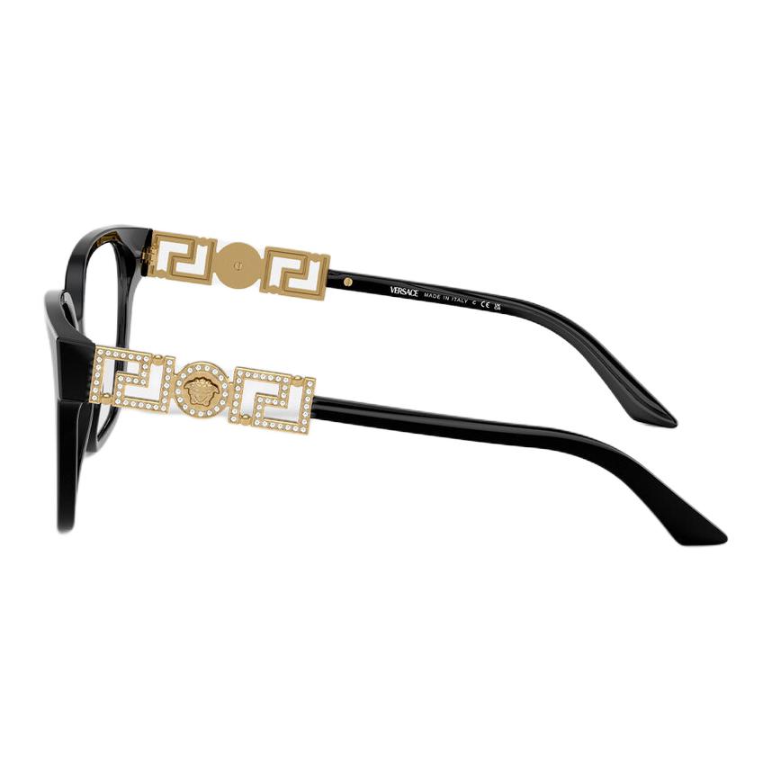 Shop (W) 베르사체 그레카 스트라스 블랙 여성용 비정형 광학 안경 아세테이트 메탈 크리스탈 O3358B-OGB154