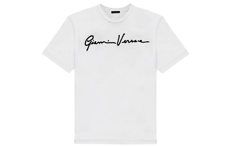 (Women) VERSACE GV Embroidered Cotton Crew Neck T-Shirt - White A85757-A228806-A2048
