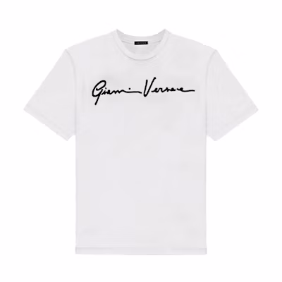 (Women) VERSACE GV Embroidered Cotton Crew Neck T-Shirt - White A85757-A228806-A2048