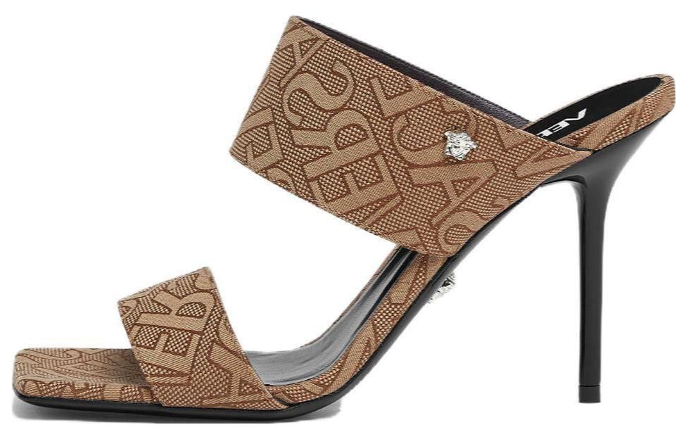 (W) Versace High-Heeled Fashion Slide 'Brown'