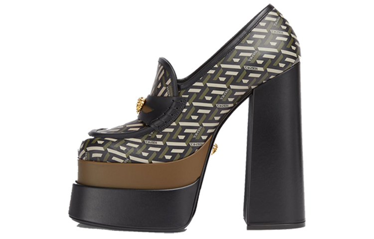 Buy (W) Versace Sepatu Hak Tinggi Loafer &#x27;Khaki&#x27; 1001790-1A01733_5B15V