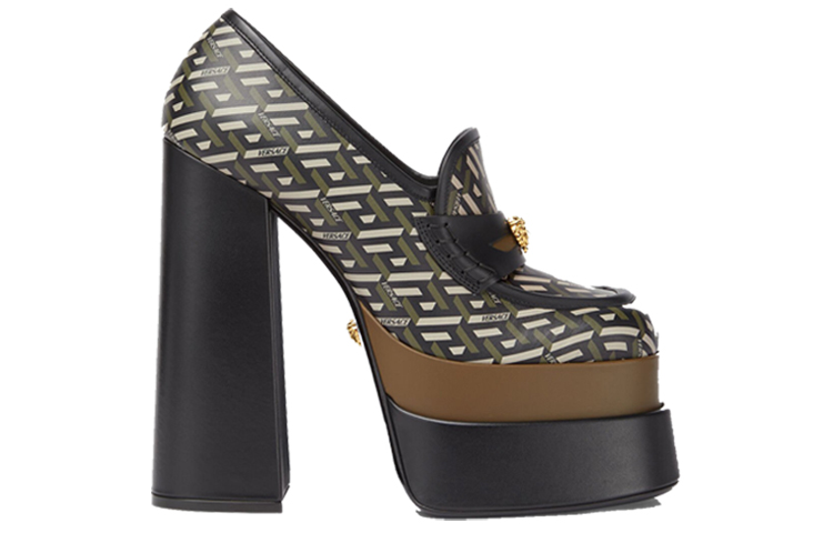 Order (W) Versace Sepatu Hak Tinggi Loafer &#x27;Khaki&#x27; 1001790-1A01733_5B15V