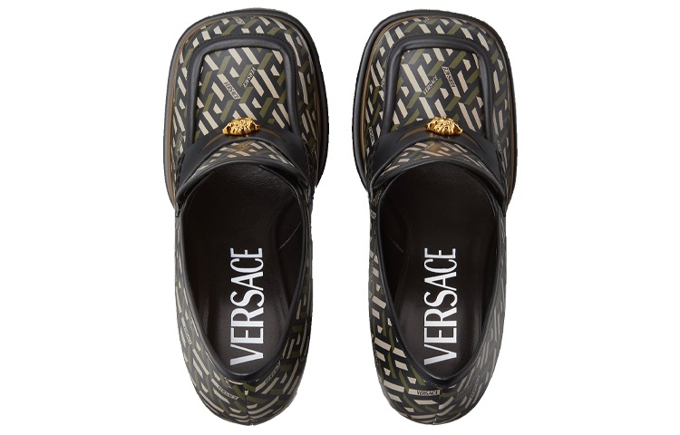 Shop (W) Versace Sepatu Hak Tinggi Loafer &#x27;Khaki&#x27; 1001790-1A01733_5B15V