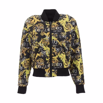 (Women) VERSACE JEANS Multi-Color Logo Print Bomber Jacket. 74HAS408-CQS51-G89