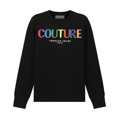 (Women) VERSACE JEANS COUTURE Black Cotton Crewneck Long Sleeve Sweatshirt 71HAIP04-CF00P-899