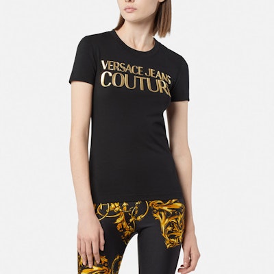 (Women) Versace Jeans Couture Black Logo Crew Neck T-Shirt SS22. E72HAHT01-ECJ03T-EG89 Shop (Women) Versace Jeans Couture Black Logo Crew Neck T-Shirt SS22. E72HAHT01-ECJ03T-EG89