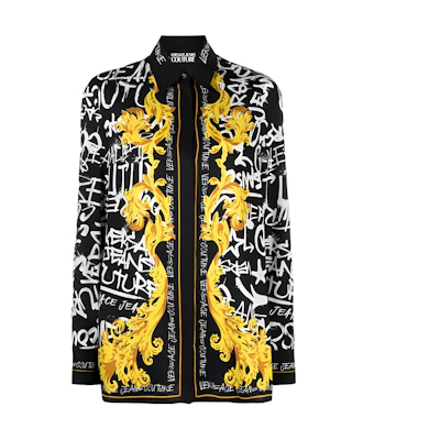 (Women) VERSACE JEANS COUTURE Floral Print Black Single-Breasted Jacket. 75HAL2P2-NS314-G89