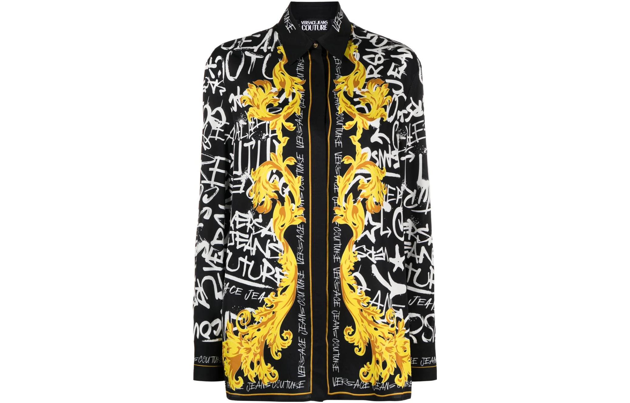 Order (W) CHAQUETA NEGRA VERSACE JEANS COUTURE CON ESTAMPADO FLORAL Y BOTONADURA SIMPLE. 75HAL2P2-NS314-G89