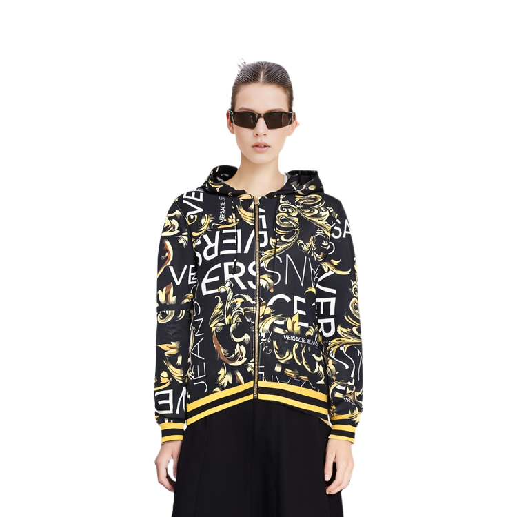 Lookbook (W) 范思哲牛仔全印字母拉链连帽衫黑色 B6HTA776-S0497-899