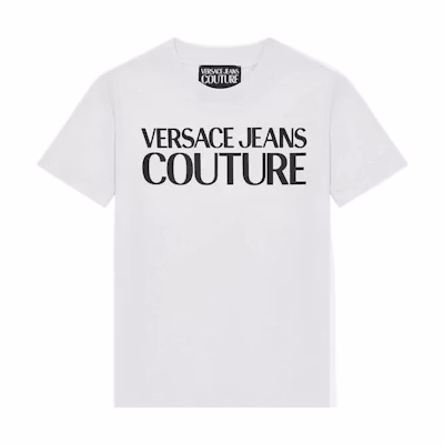 (Women) VERSACE JEANS COUTURE Logo Print White Crewneck T-Shirt FW22. E72HAHT02-ECJ00O-E003