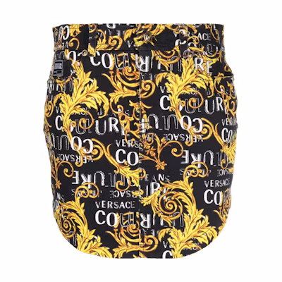 (Women) VERSACE JEANS COUTURE Printed Asymmetric Hem Mini Skirt with Metal Buttons 74HAE855-ES042L54-G89
