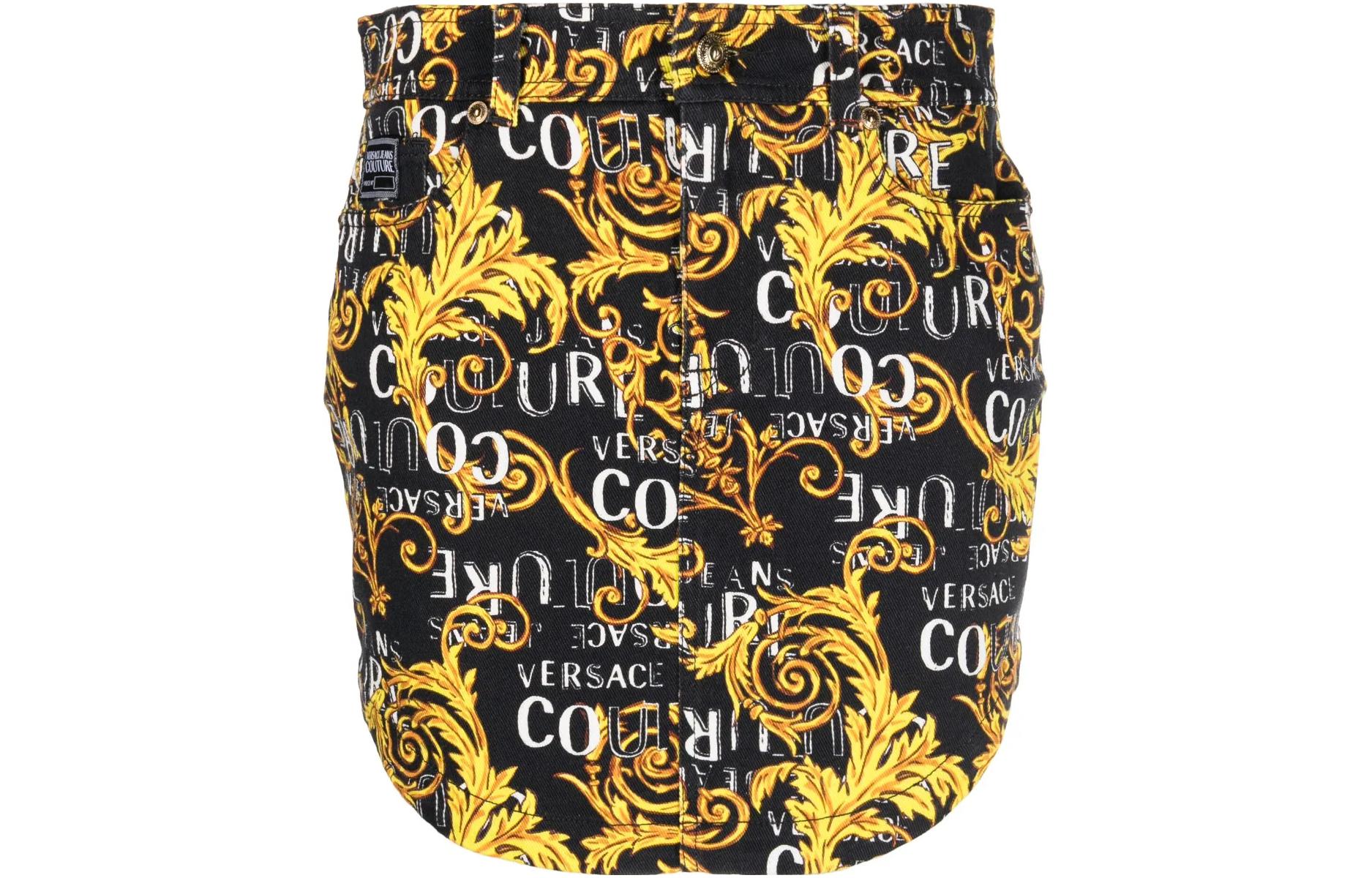 Order (W) VERSACE JEANS COUTURE 印花不對稱下擺金屬鈕扣迷你裙 74HAE855-ES042L54-G89