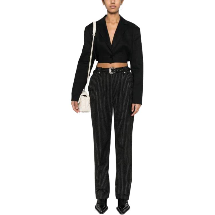 Lookbook (Women) VERSACE JEANS COUTURE  Striped Print Slim Flare Pants Black 76HAA111-N0335-899