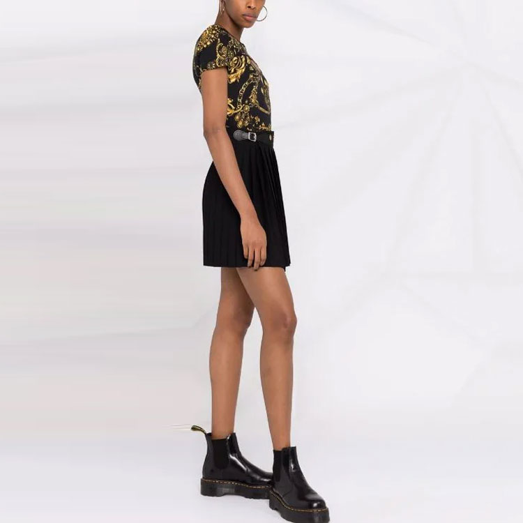 Purchase (W) ヴェルサーチジーンズクチュール バロック柄カットアウトTシャツ レディース ブラック 71HAH604-JS015-G89