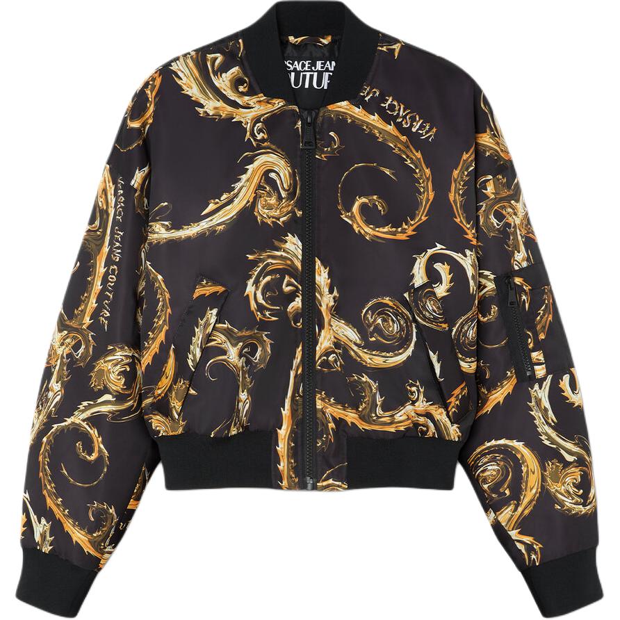 (Women) VERSACE JEANS COUTURE Floral Zip-Up Bomber Jacket Women’s Black FW24 E77HAS408-ECQD64-EG89
