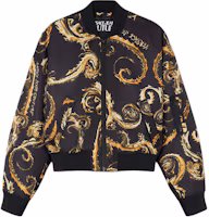 Order (W) VERSACE JEANS COUTURE Jaket Bomber Bunga Zip-Up Wanita Hitam FW24 E77HAS408-ECQD64-EG89