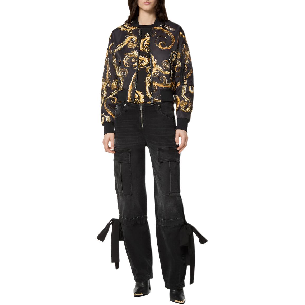 Lookbook (Women) VERSACE JEANS COUTURE Floral Zip-Up Bomber Jacket Women’s Black FW24 E77HAS408-ECQD64-EG89