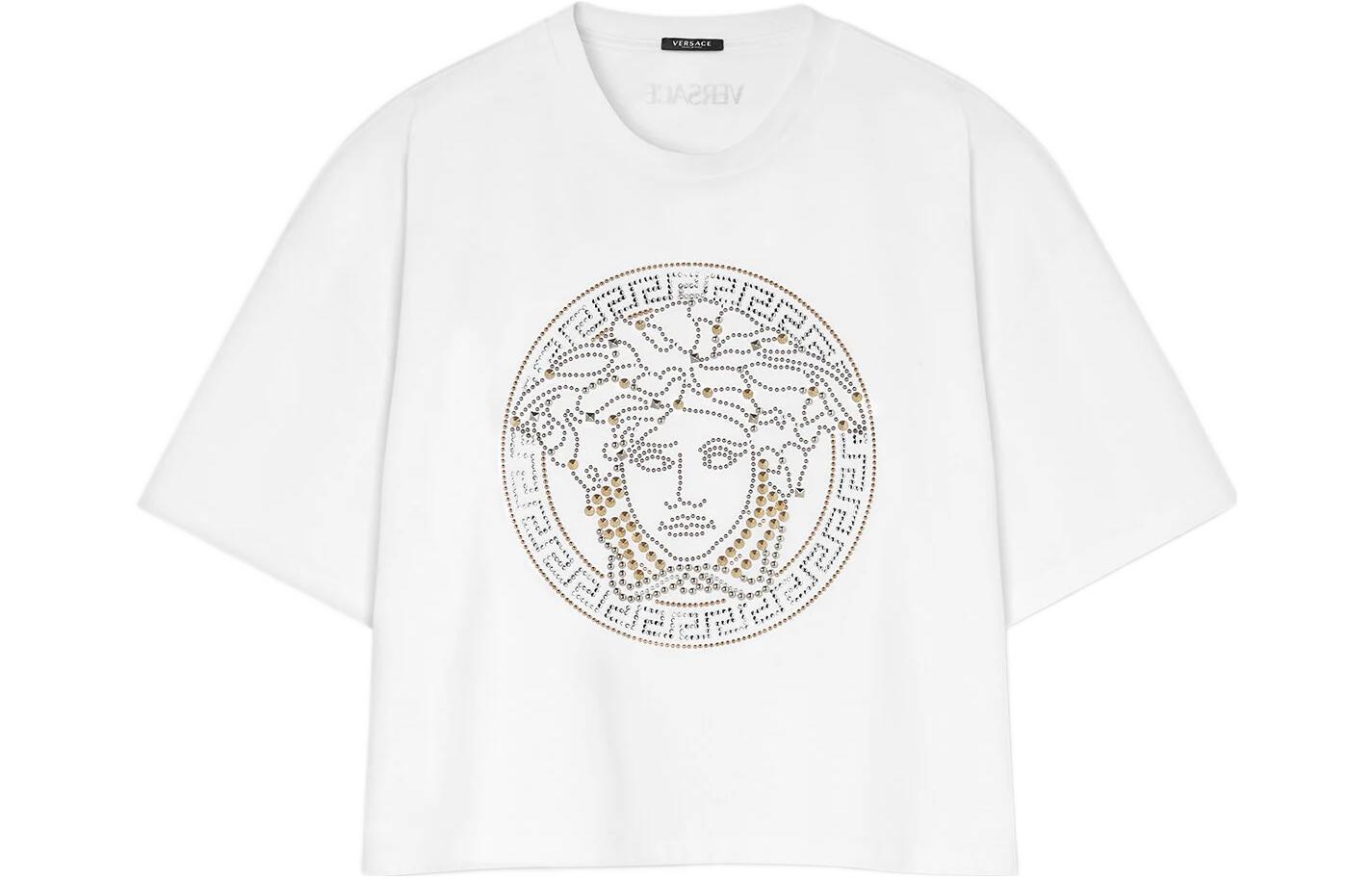 (Women) VERSACE JEANS COUTURE FW22  Graphic Print White Short Sleeve T-Shirt 10090831A-065251-W000