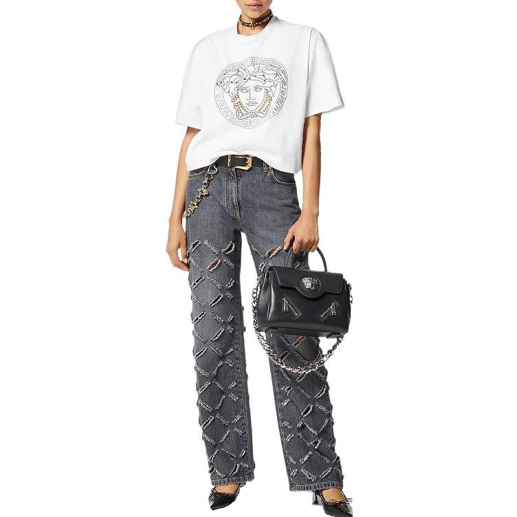 Lookbook (W) 버르사체 진스 쿠튀르 FW22 그래픽 프린트 화이트 반팔 티셔츠 10090831A-065251-W000