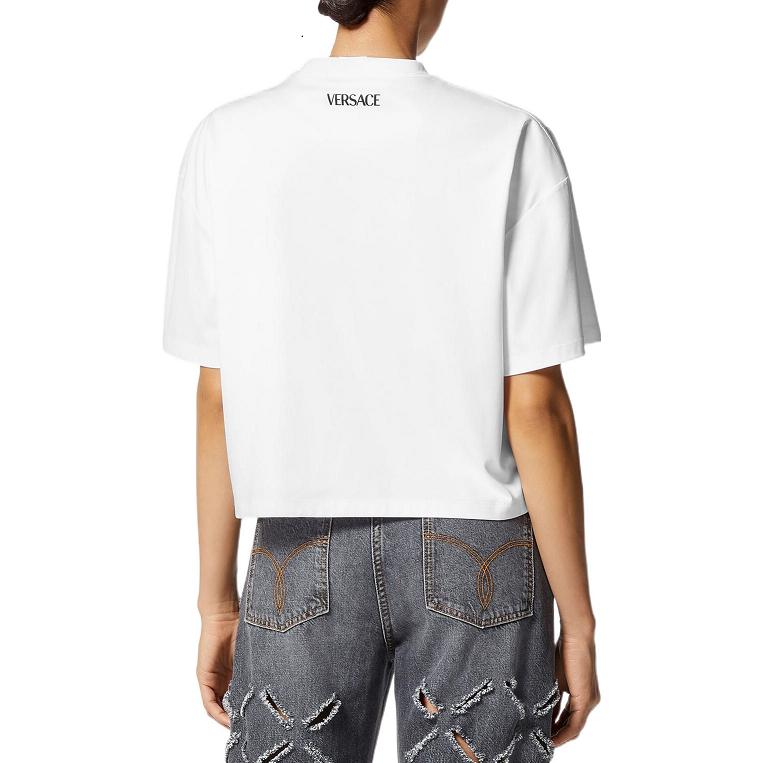 Purchase (W) 버르사체 진스 쿠튀르 FW22 그래픽 프린트 화이트 반팔 티셔츠 10090831A-065251-W000