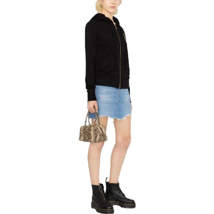 Purchase (W) 베르사체진스 쿠튀르 FW23 블랙 로고 자수 집업 스웨트셔츠. 75HAIT06-CF06T-G89