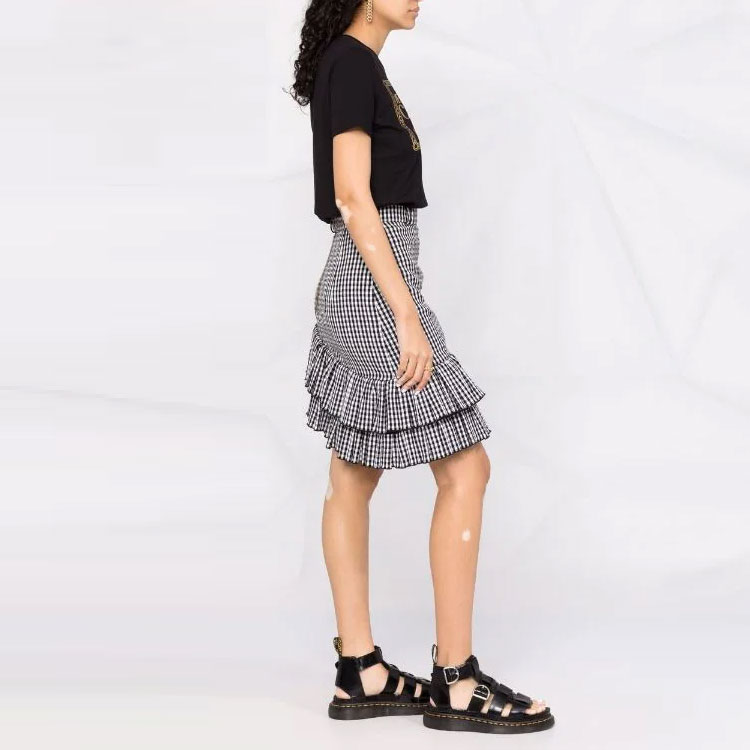 Purchase (W) Versace Jeans Couture Baju-T Logo Kapas Hitam Wanita SS22. 72HAHT17-CJ00O-G89