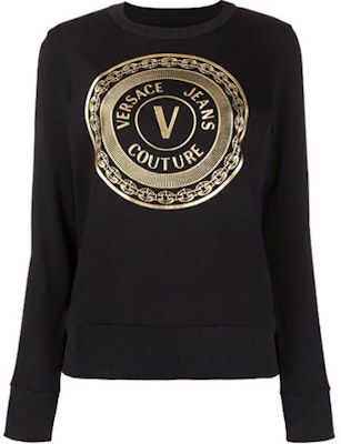 (W) VERSACE JEANS COUTURE Baju Sejuk Logo Metalik Wanita Hitam B6HZA7T-X30318-899 Order (W) VERSACE JEANS COUTURE Baju Sejuk Logo Metalik Wanita Hitam B6HZA7T-X30318-899