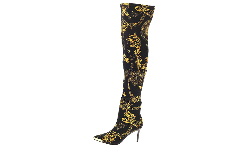 (Women) Versace Jeans Couture Pointed-Toe Boots 'Black Stretch Fabric' 71VA3S53ZS005G89